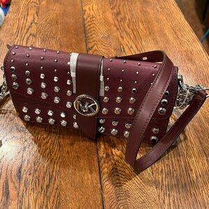 Michael Kors  Greenwich Medium Studded Saffiano Leather Shoulder Bag NEW